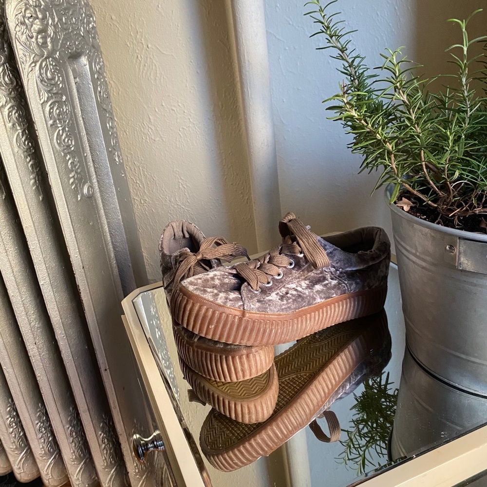 Velvet Platform Sneakers